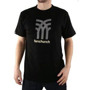 (5‎ for $25) fenchurch london black graphic logo t-shirt Size Medium